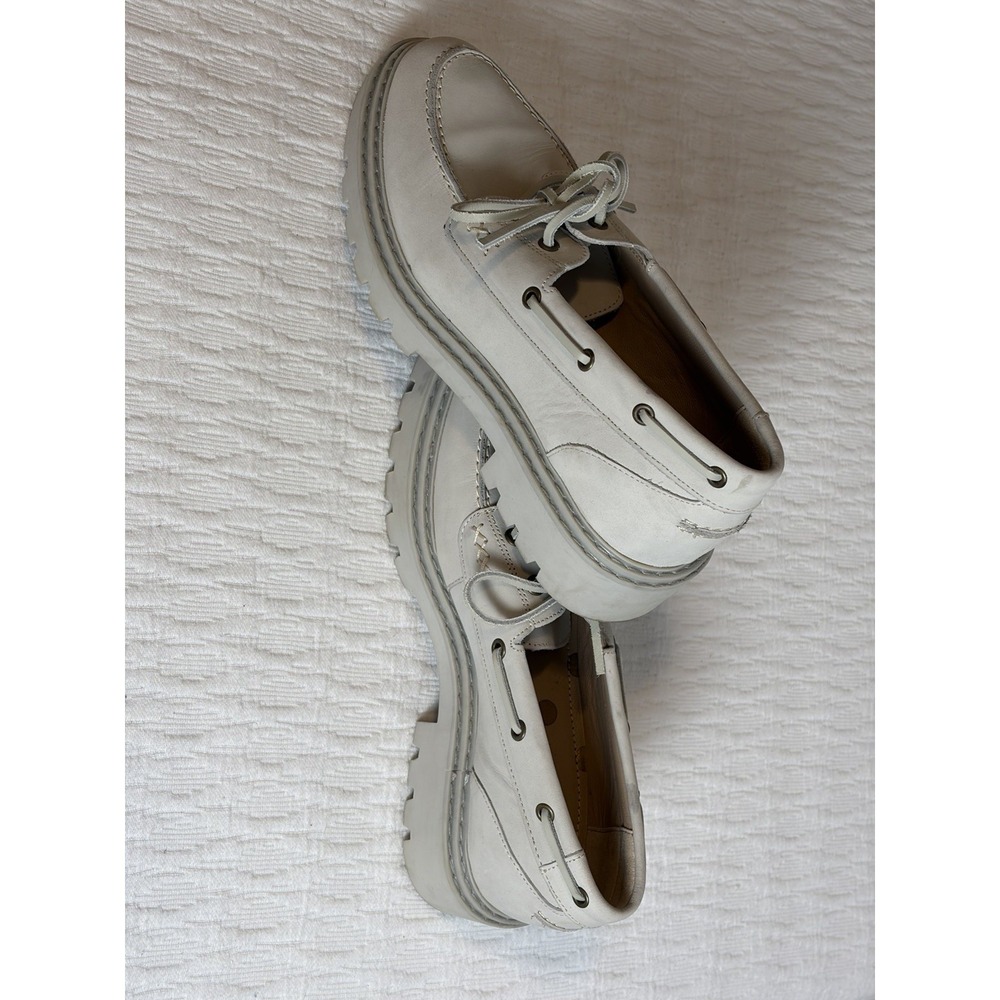 Boden Chunky Sole Leather Deck Shoes In Cream Sz Eu 40/US W 9 - Picture 2 of 3